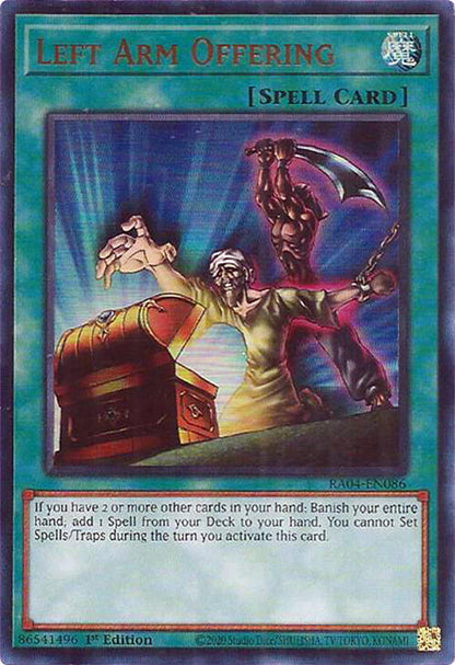 Left Arm Offering (UR) RA04-EN086 Quarter Century Stampede Yu-Gi-Oh 1st Edition NM