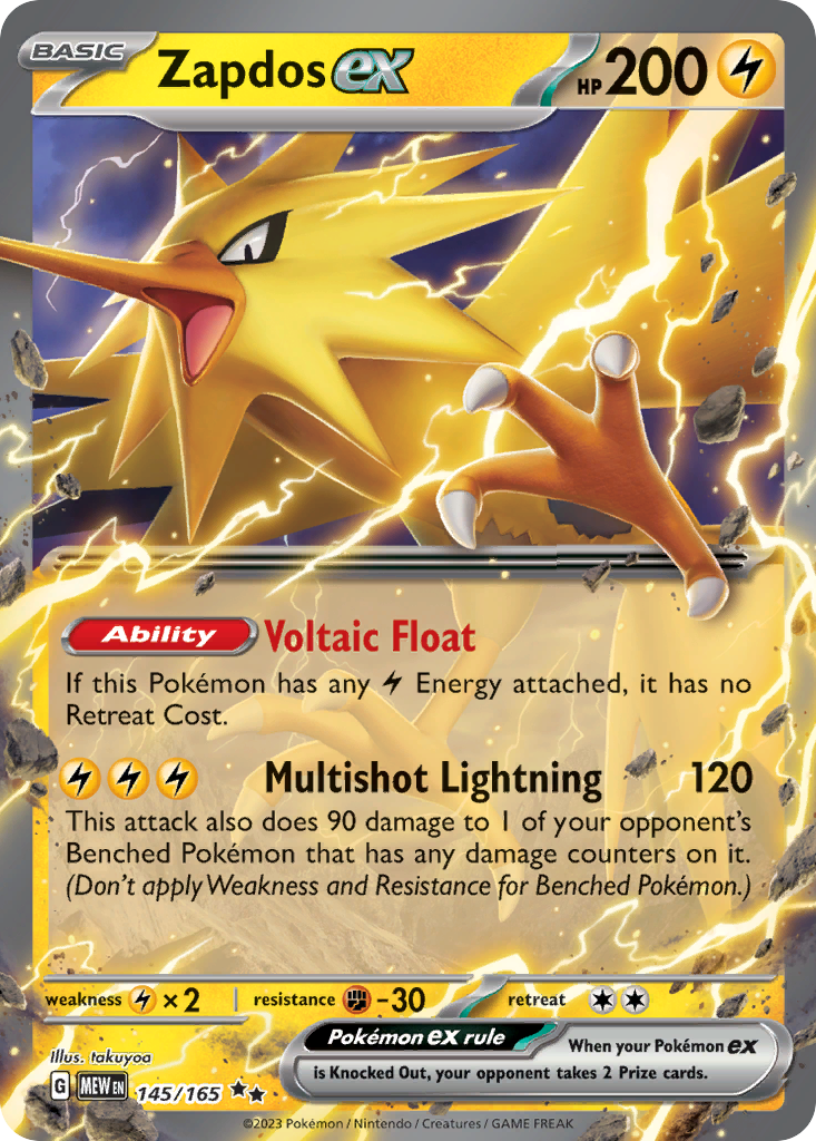 Zapdos ex 145/165 151 Pokemon Holo Double Rare