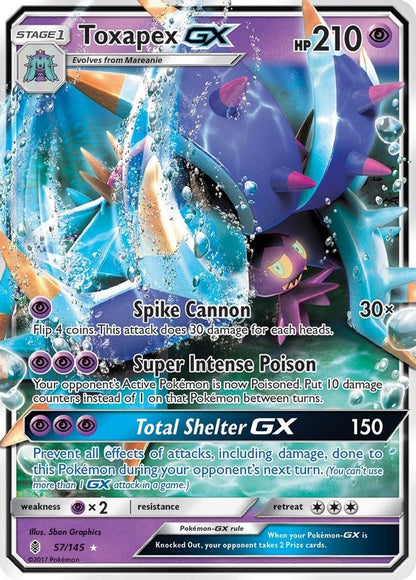 Toxapex GX 57/145 Guardians Rising Pokemon Holo Ultra Rare