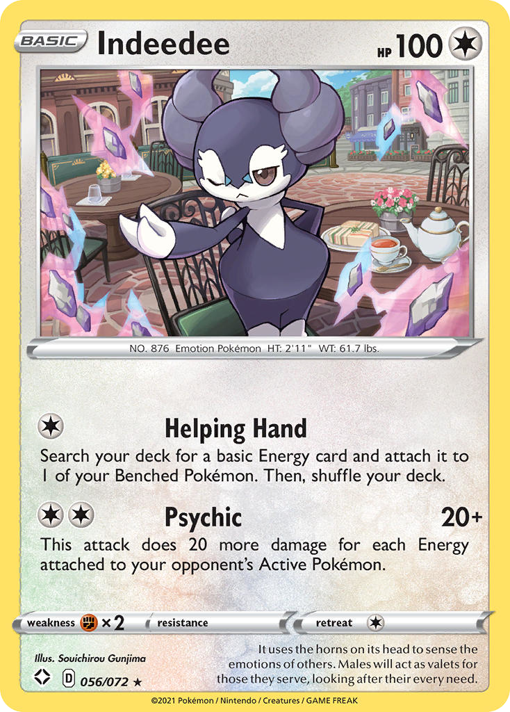 Indeedee 056/072 Shining Fates Pokemon Holo Rare NM