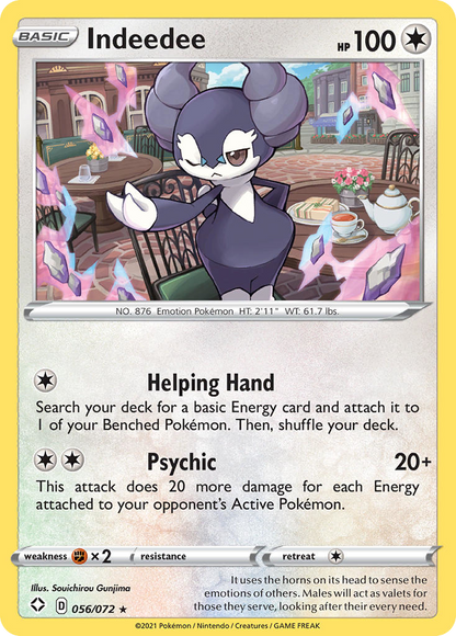 Indeedee 056/072 Shining Fates Pokemon Holo Rare NM