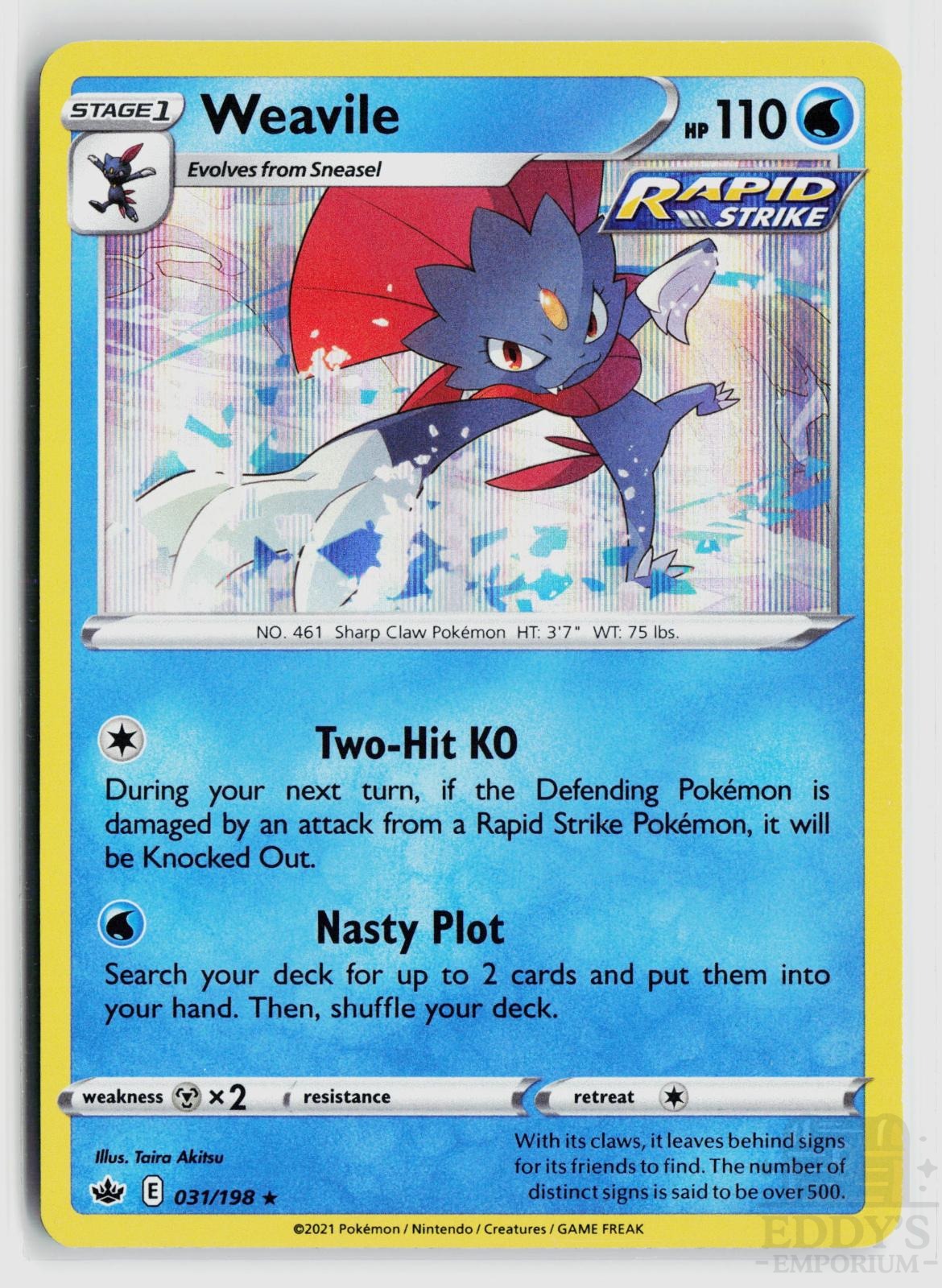 Weavile 031/198 Chilling Reign Pokemon Holo Rare NM