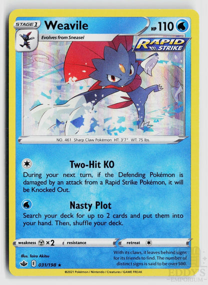 Weavile 031/198 Chilling Reign Pokemon Holo Rare NM
