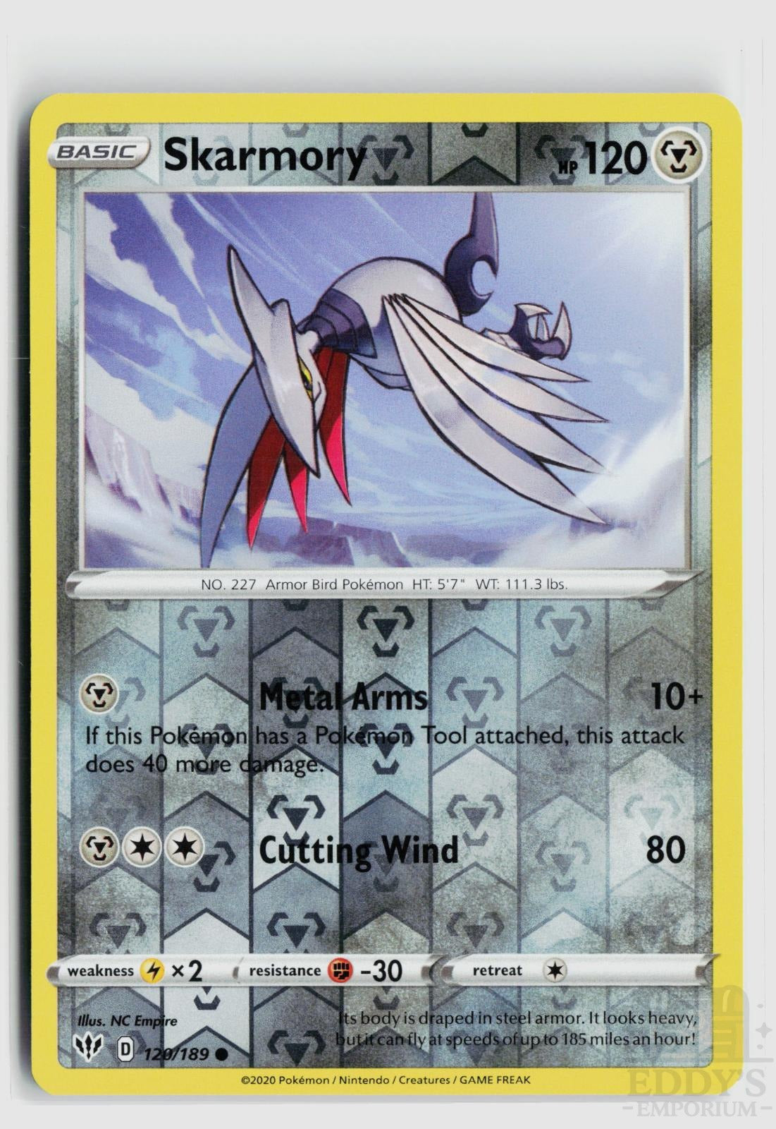 Skarmory 120/189 Darkness Ablaze Pokemon Reverse Holo Common NM