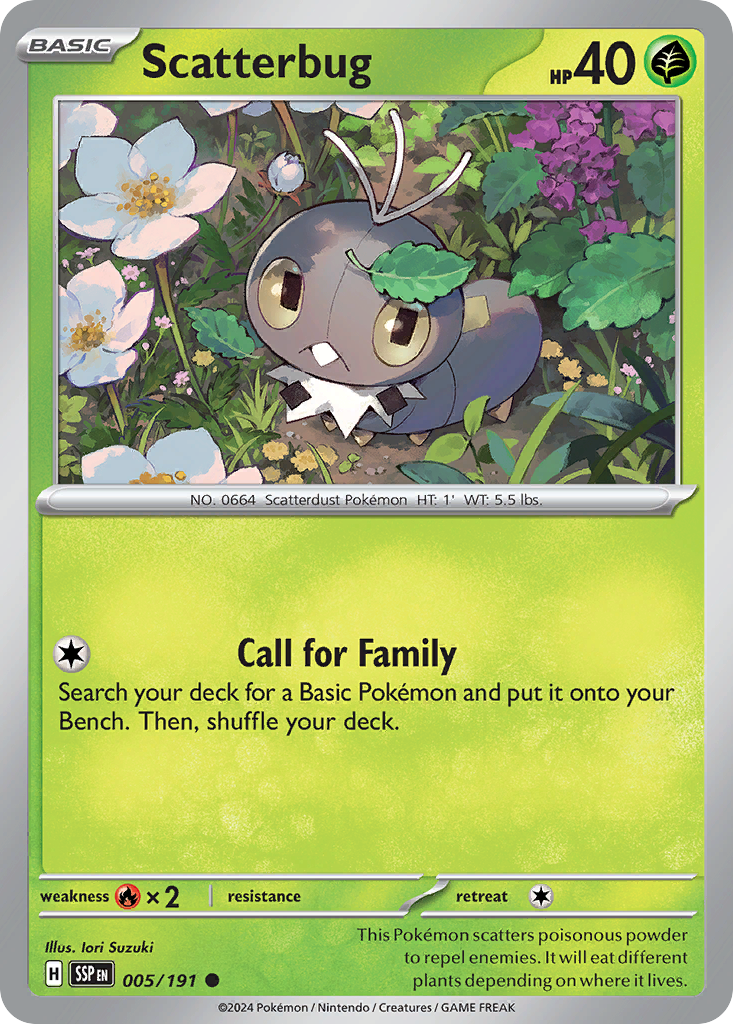 Scatterbug 005/191 Surging Sparks Pokemon Reverse Holo Common NM