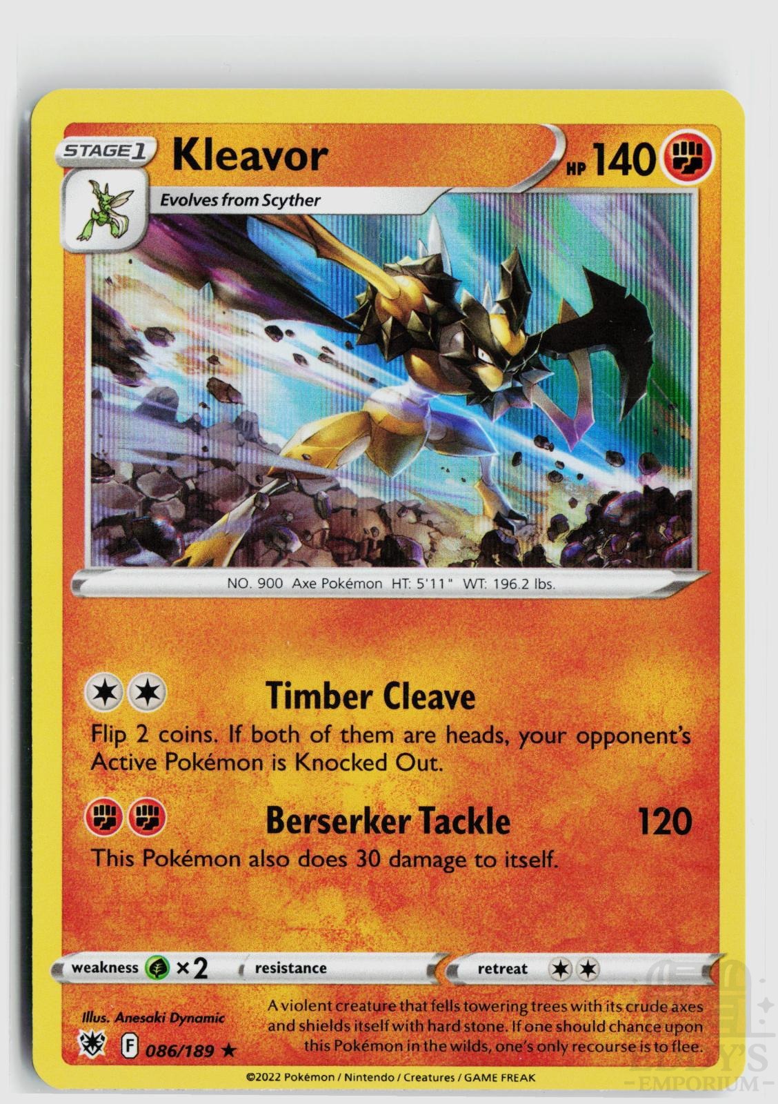Kleavor 086/189 Astral Radiance Pokemon Holo Rare NM