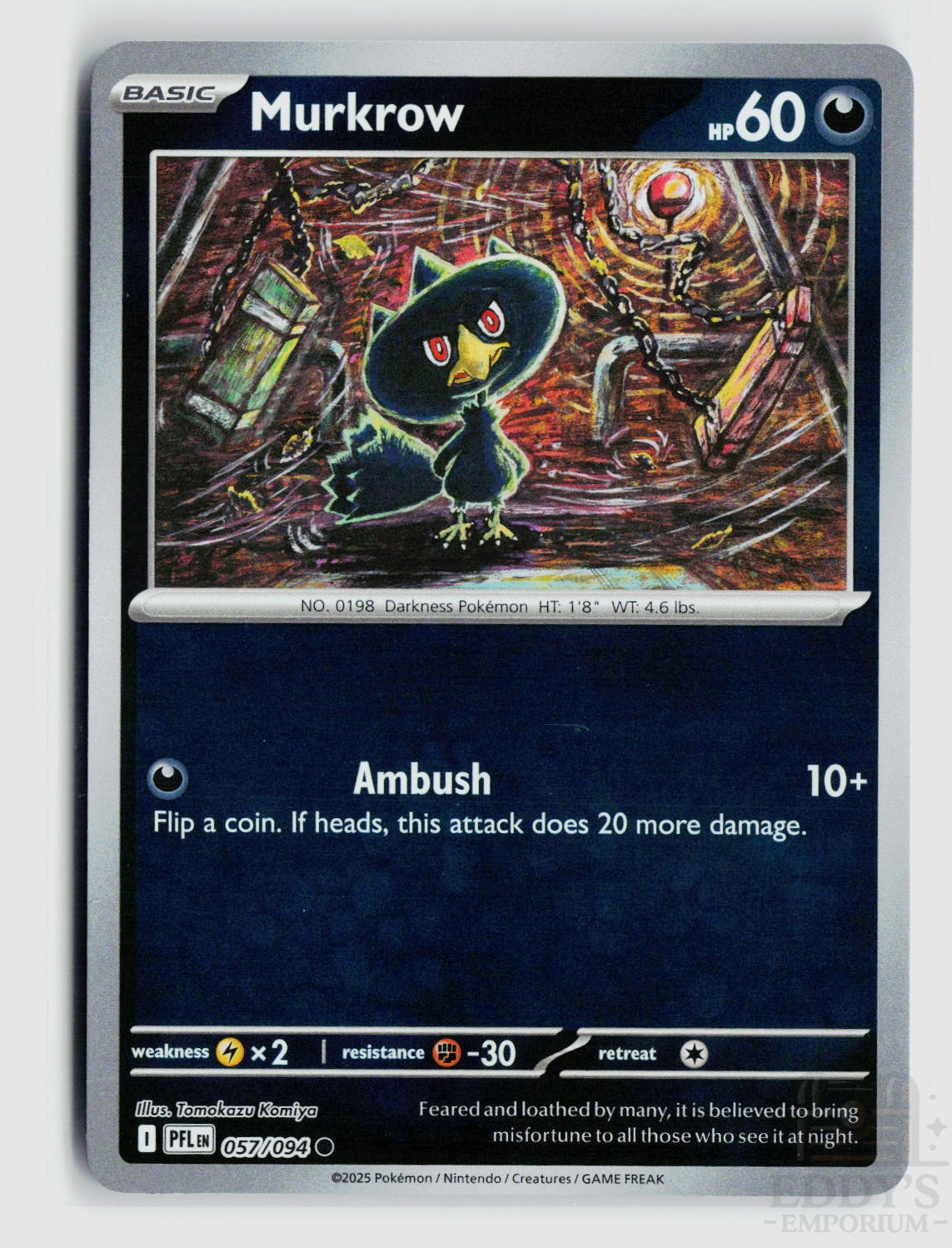 Murkrow 057/094 Phantasmal Flames Pokemon Reverse Holo