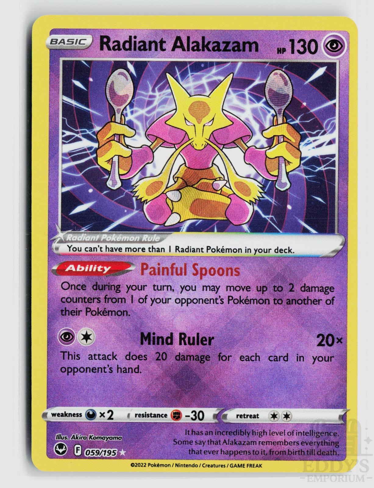 Radiant Alakazam 059/195 Silver Tempest Pokemon Holo Radiant Rare