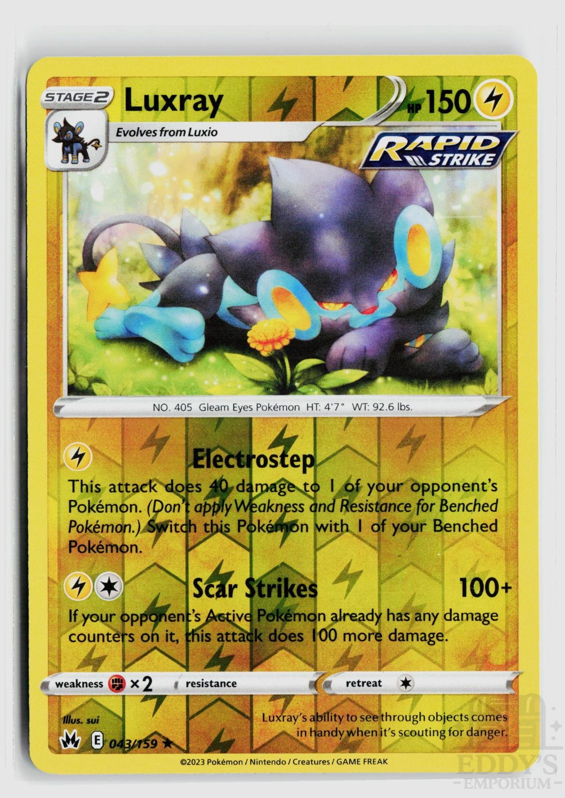 Luxray 043/159 Crown Zenith Pokemon Reverse Holo Rare NM