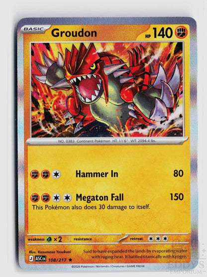 Groudon 108/217 Ascended Heroes Pokemon Holo Rare NM
