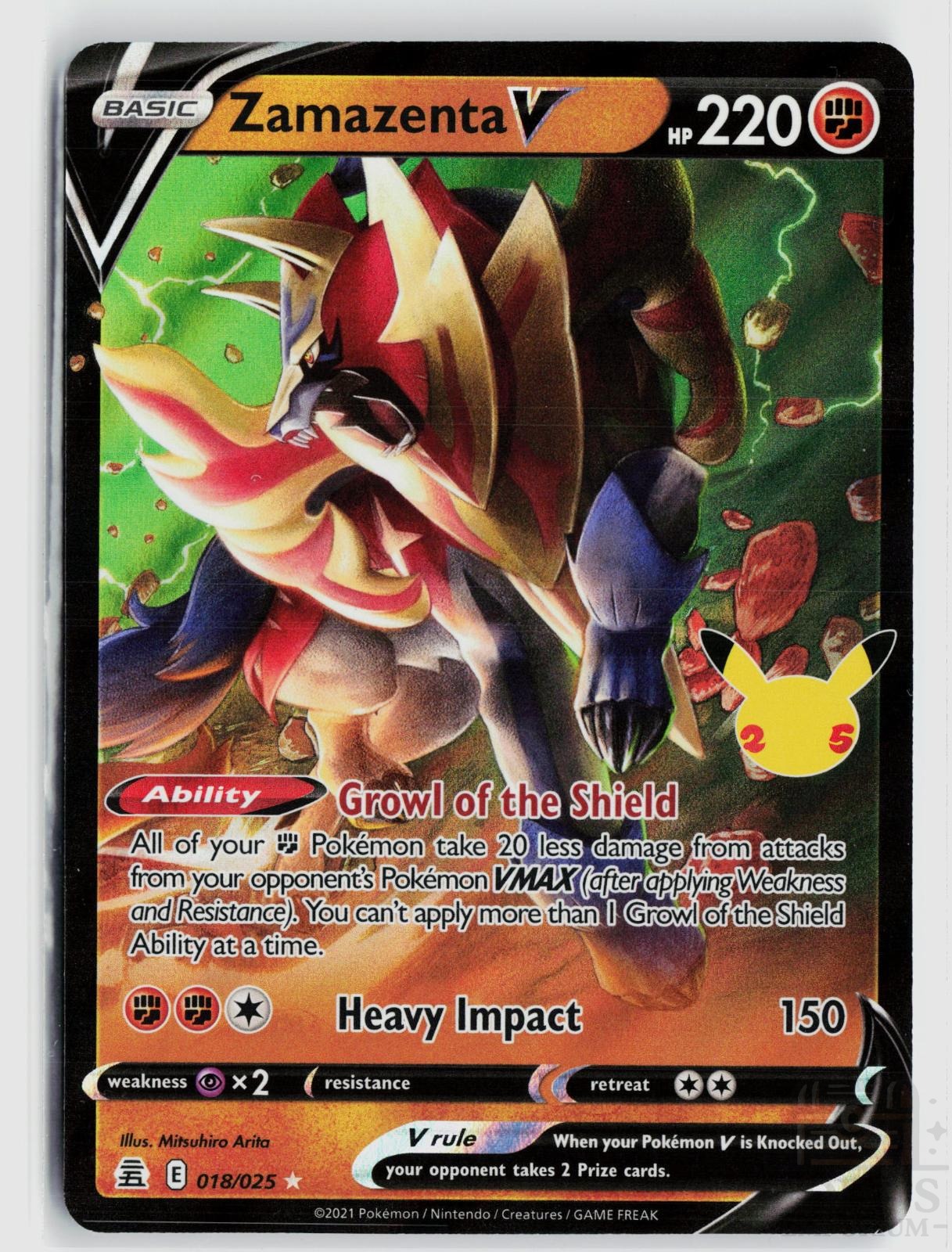 Zamazenta V 018/025 Celebrations Pokemon Holo V Rare
