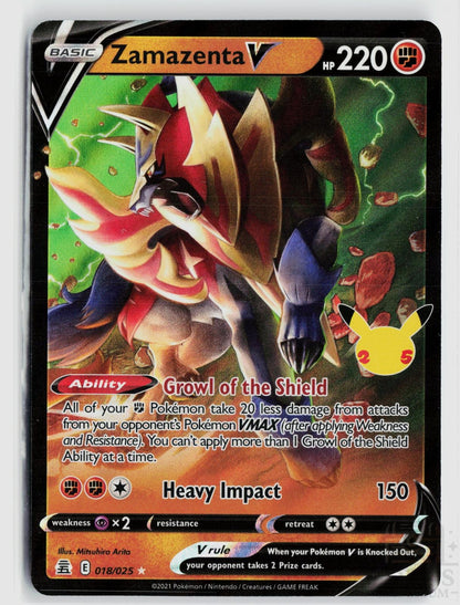 Zamazenta V 018/025 Celebrations Pokemon Holo V Rare