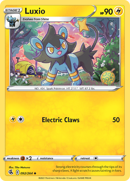 Luxio 092/264 Fusion Strike Pokemon Reverse Holo Uncommon NM