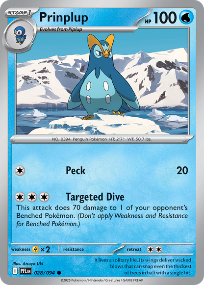Prinplup 028/094 Phantasmal Flames Pokemon Reverse Holo Common NM