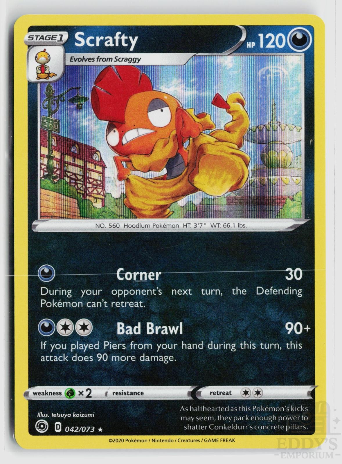 Scrafty 042/073 Champion's Path Pokemon Holo Rare NM