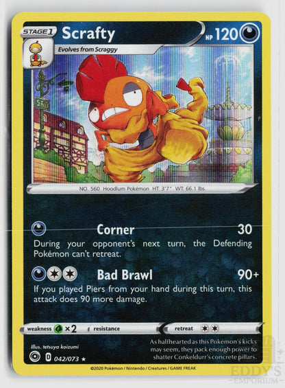 Scrafty 042/073 Champion's Path Pokemon Holo Rare NM