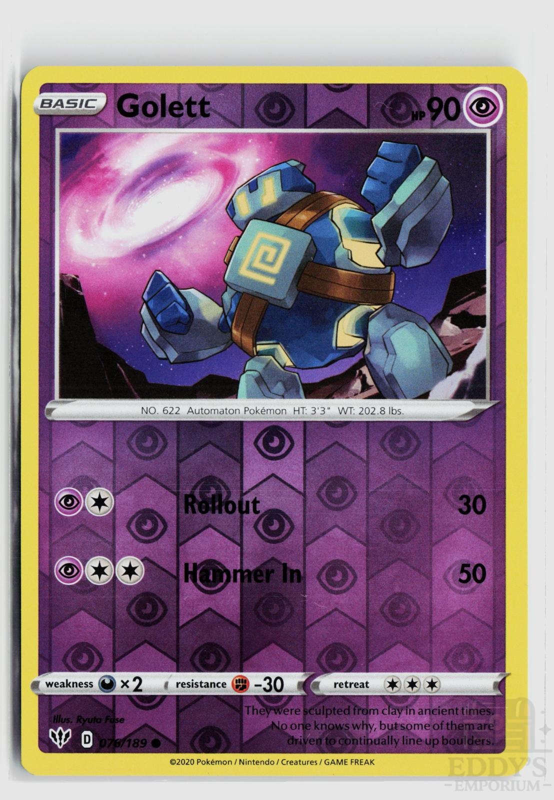 Golett 076/189 Darkness Ablaze Pokemon Reverse Holo Common NM