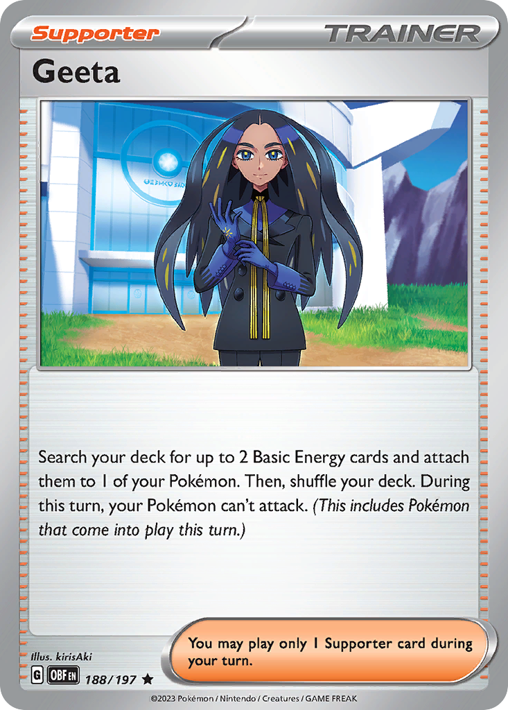 Geeta 188/197 Obsidian Flames Pokemon Holo Rare NM