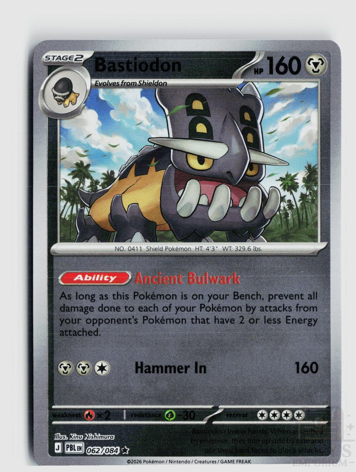 Bastiodon 062/084 Pitch Black Pokemon Reverse Holo