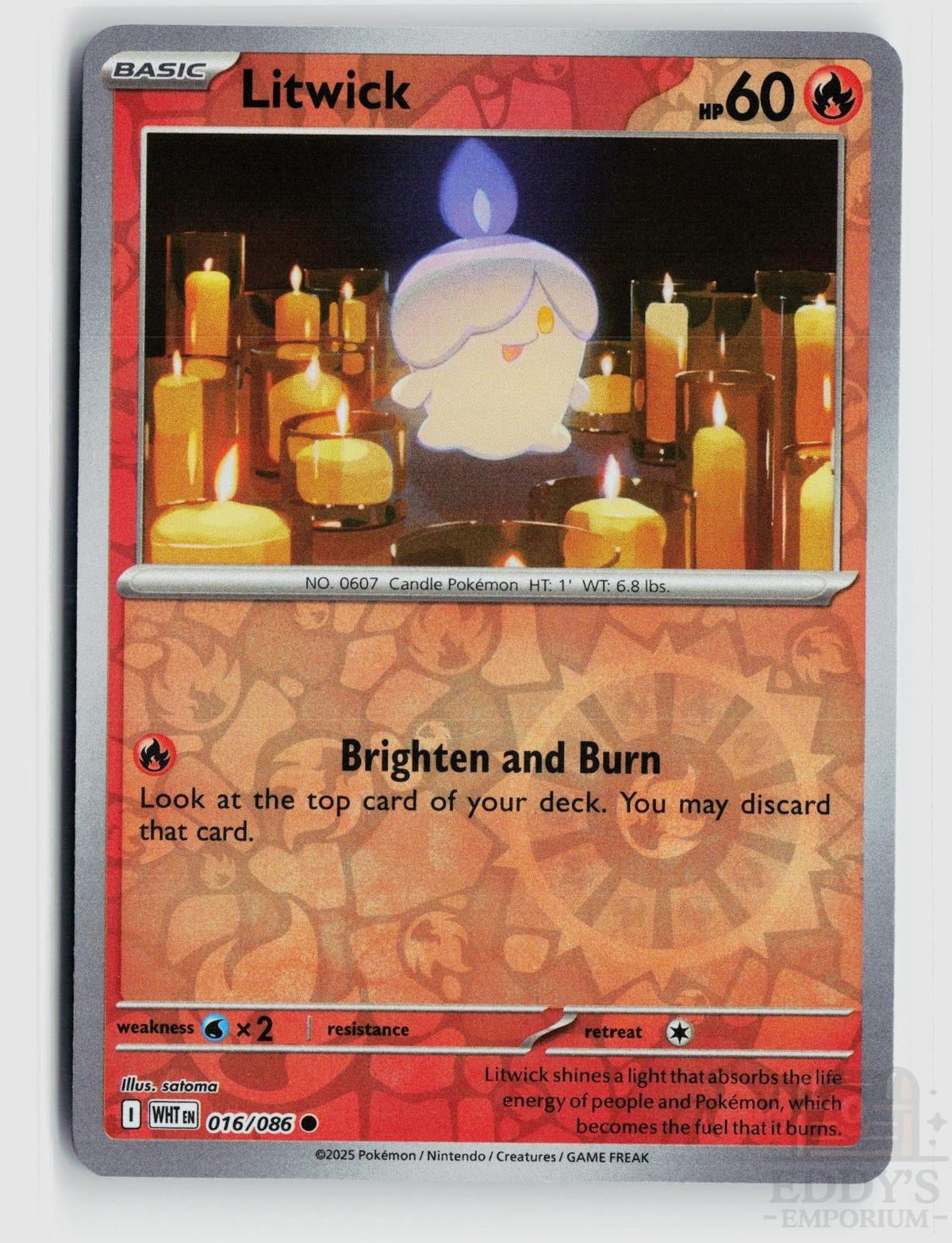 Litwick 016/086 White Flare Pokemon Reverse Holo Common NM