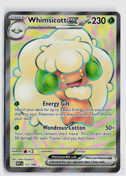 Whimsicott ex 157/086 White Flare Pokemon Holo Ultra Rare