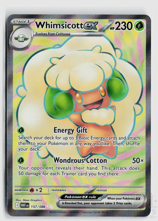 Whimsicott ex 157/086 White Flare Pokemon Holo Ultra Rare