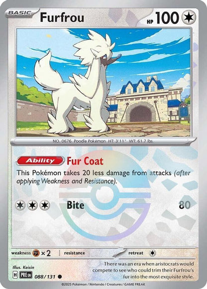Furfrou (Poke Ball Pattern) 088/131 Prismatic Evolutions Pokemon Holo Common