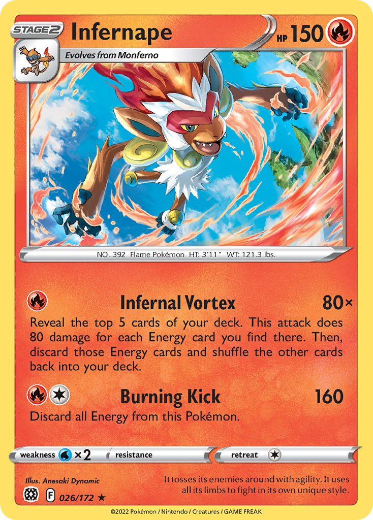 Infernape 026/172 Brilliant Stars Pokemon Holo Rare NM