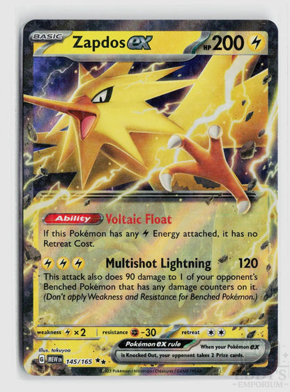 Zapdos ex 145/165 151 Pokemon Holo Double Rare