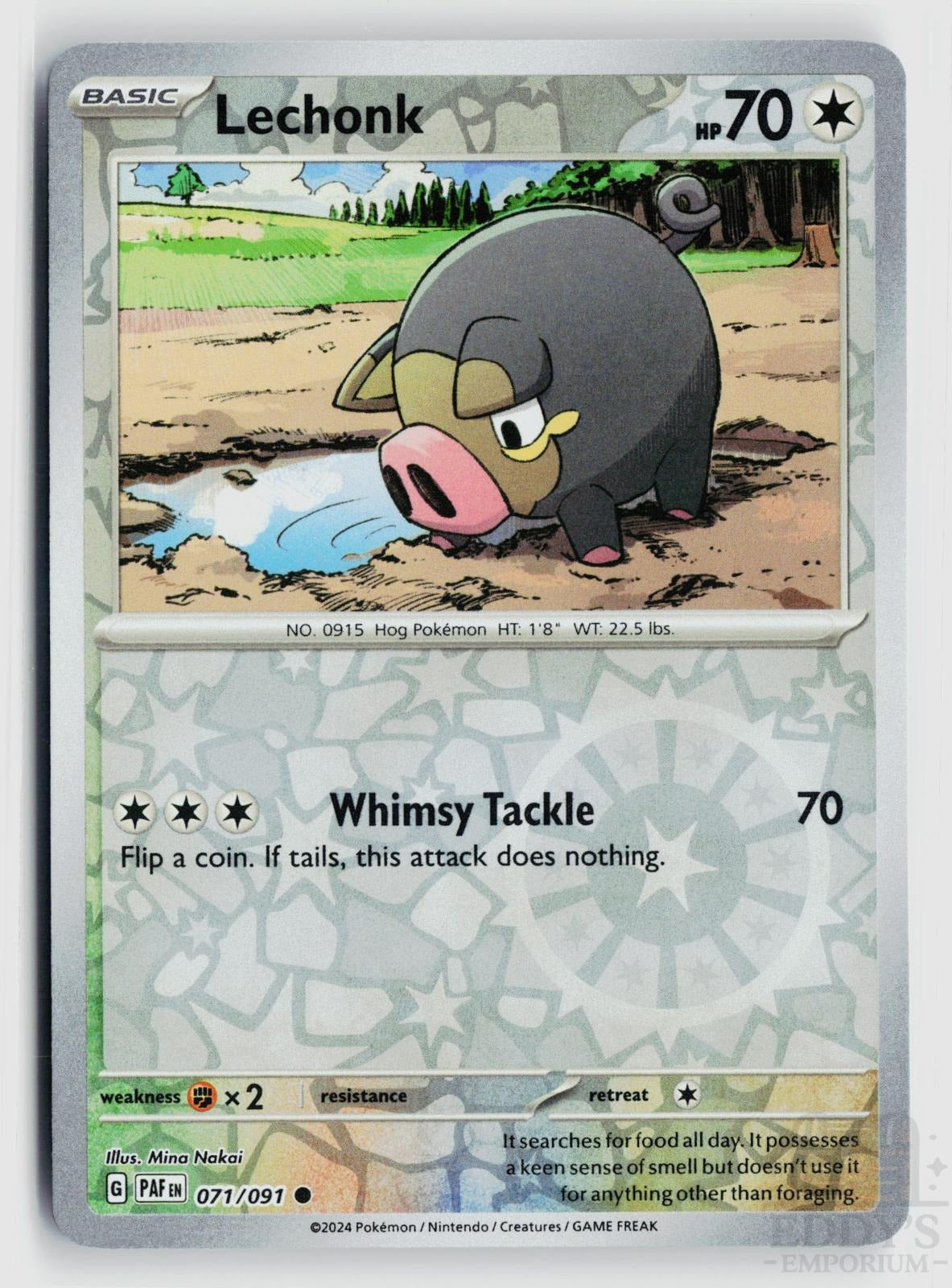 Lechonk 071/091 Paldean Fates Pokemon Reverse Holo Common NM