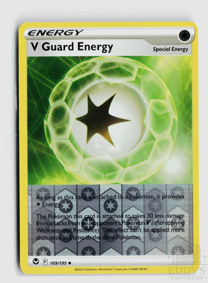 V Guard Energy 169/195 Silver Tempest Pokemon Reverse Holo Uncommon NM