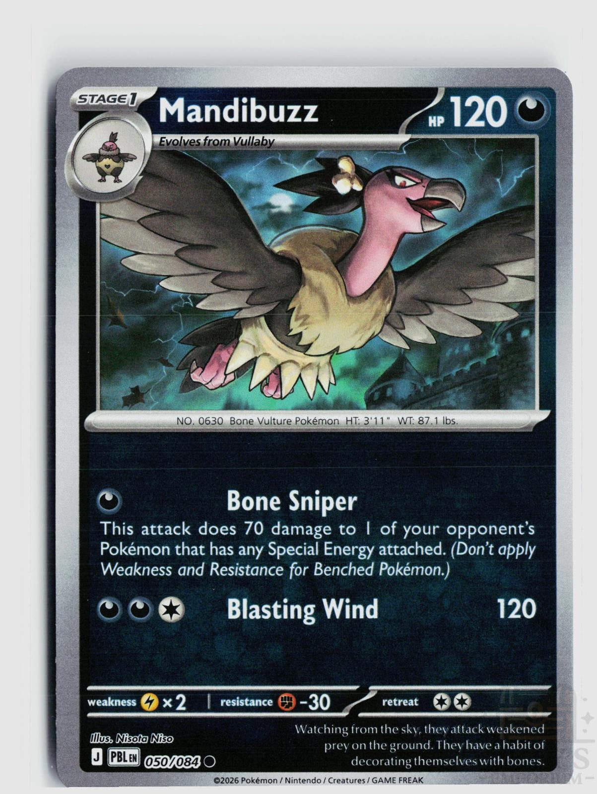 Mandibuzz 050/084 Pitch Black Pokemon Reverse Holo