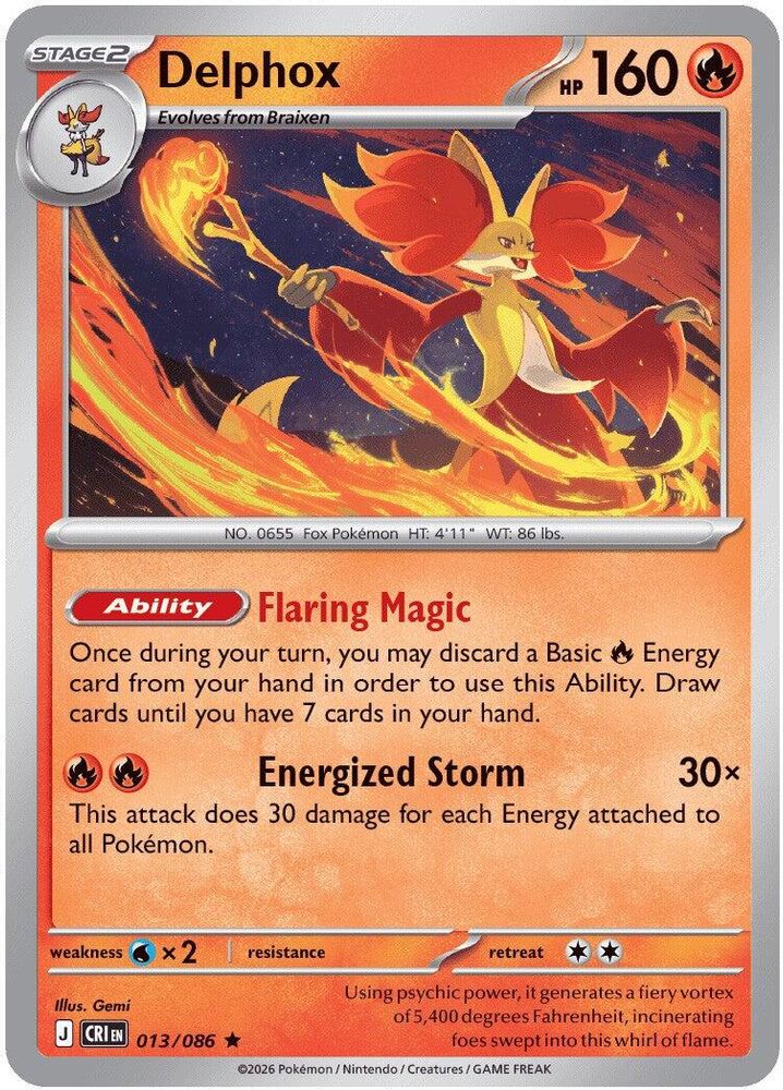 Delphox 013/086 Chaos Rising Pokemon Holo Rare NM