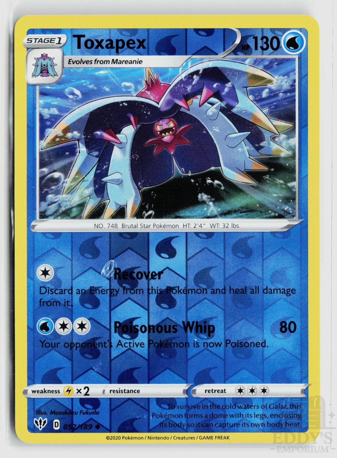 Toxapex 052/189 Darkness Ablaze Pokemon Reverse Holo Uncommon NM