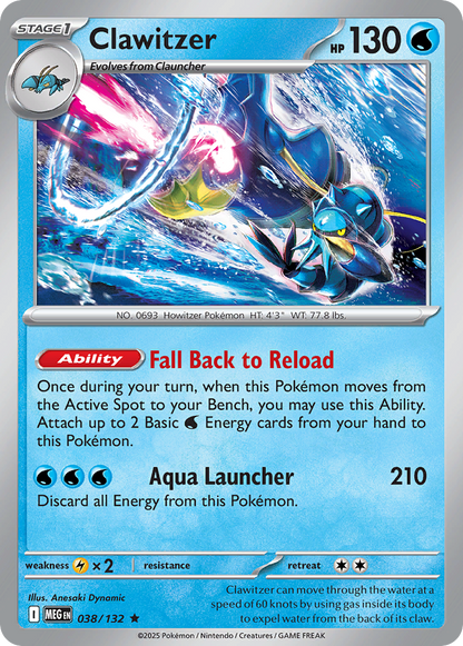 Clawitzer 038/132 Mega Evolution Pokemon Holo Rare NM