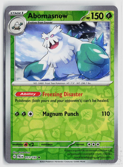 Abomasnow 011/193 Paldea Evolved Pokemon Reverse Holo Rare NM