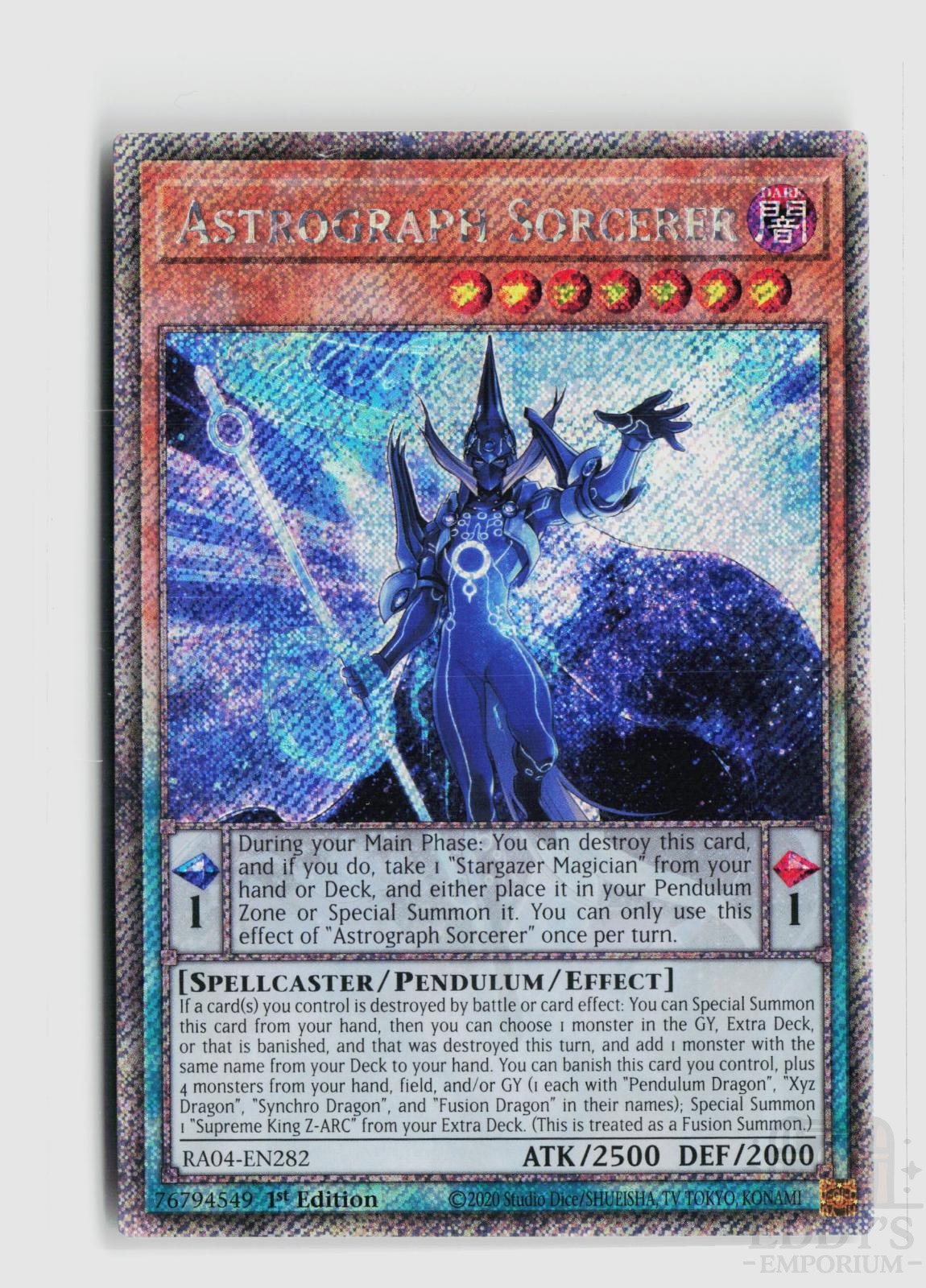 Astrograph Sorcerer (Platinum Secret Rare) RA04-EN282 Quarter Century Stampede Yu-Gi-Oh 1st Edition NM