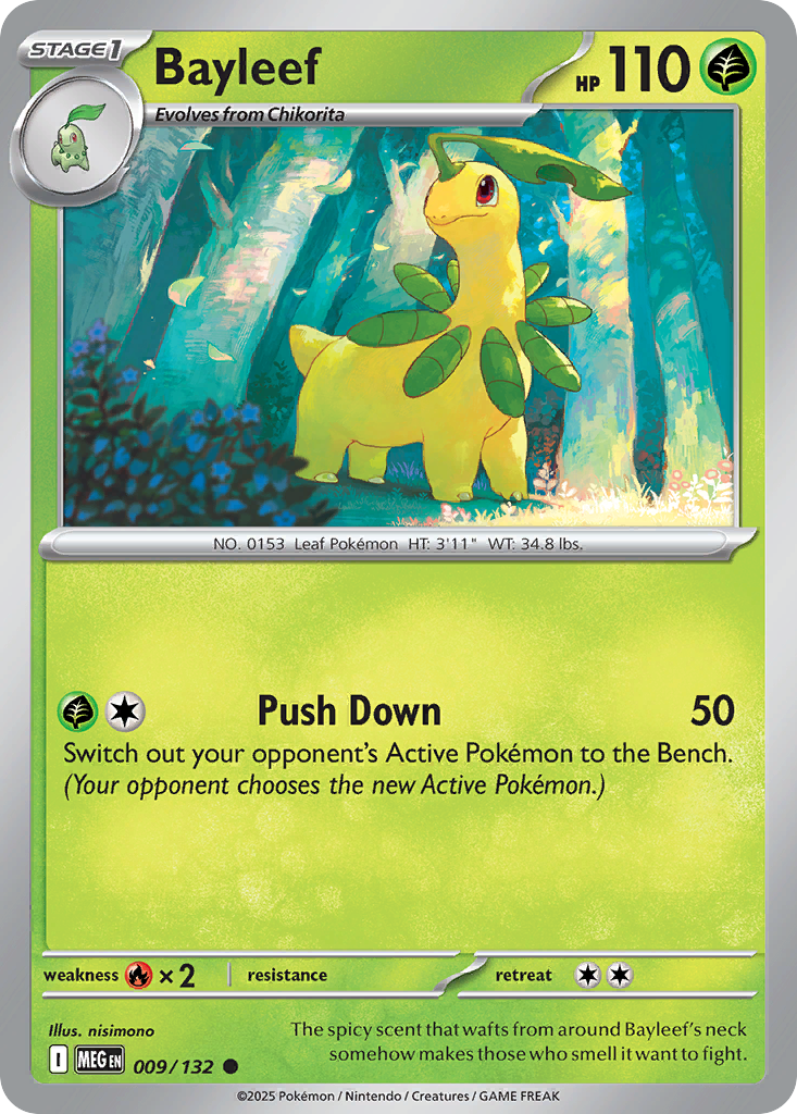 Bayleef 009/132 Mega Evolution Pokemon Reverse Holo Common NM