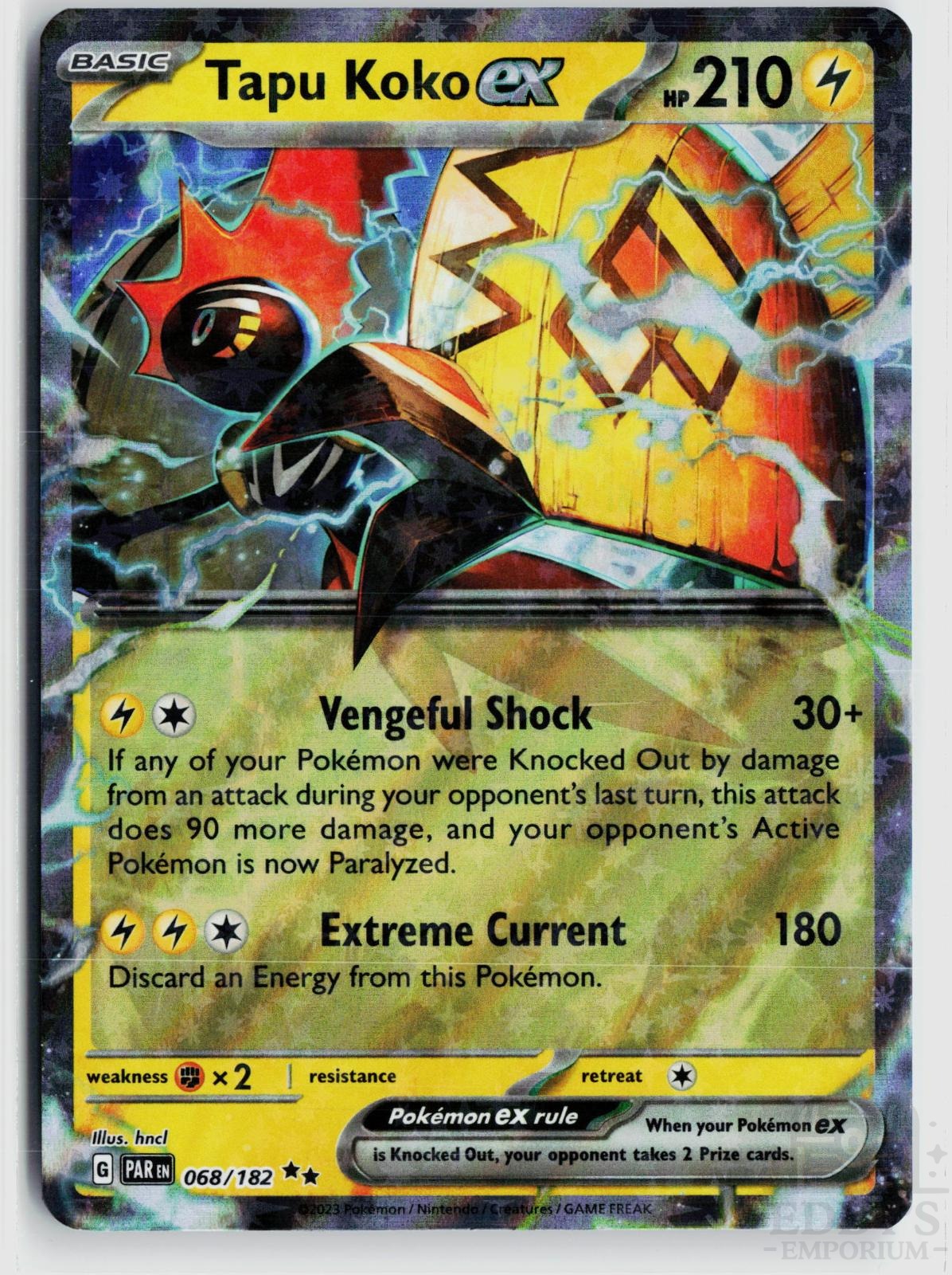 Tapu Koko ex 068/182 Paradox Rift Pokemon Holo Double Rare