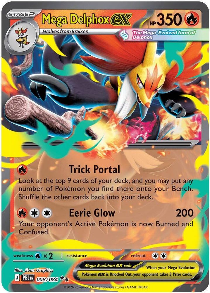Mega Delphox ex 008/084 Pitch Black Pokemon Holo Double Rare