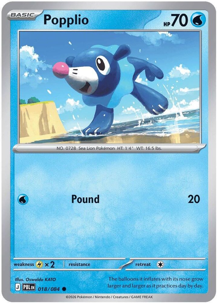Popplio 018/084 Pitch Black Pokemon Reverse Holo