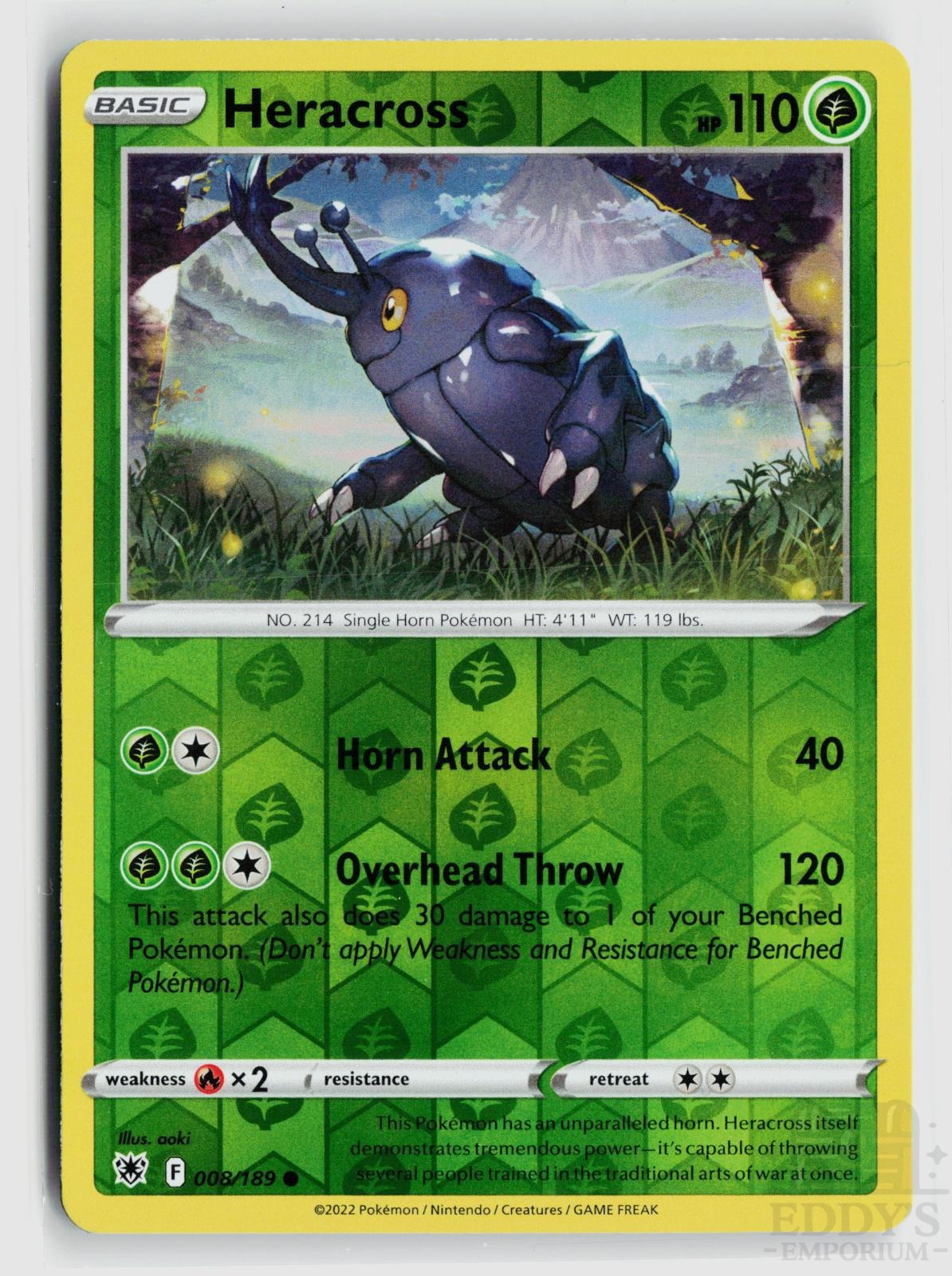 Heracross 008/189 Astral Radiance Pokemon Reverse Holo Common NM