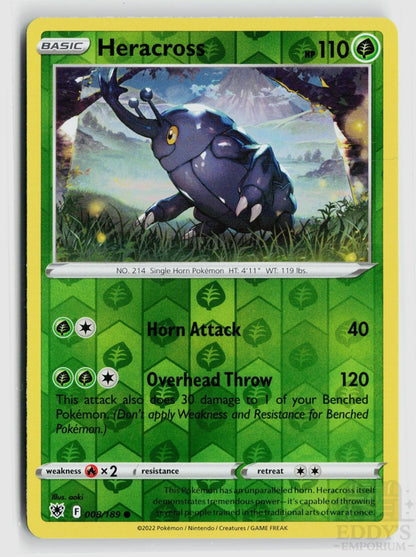Heracross 008/189 Astral Radiance Pokemon Reverse Holo Common NM