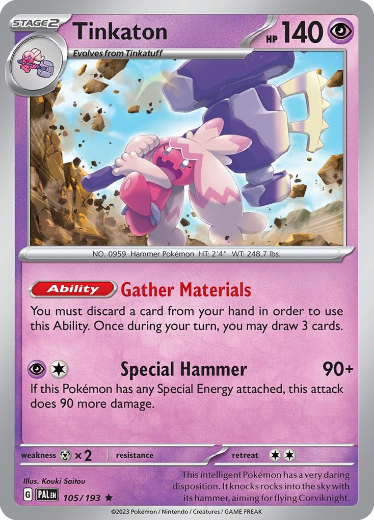 Tinkaton 105/193 Paldea Evolved Pokemon Holo Rare NM