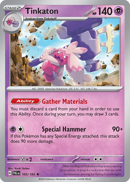 Tinkaton 105/193 Paldea Evolved Pokemon Holo Rare NM