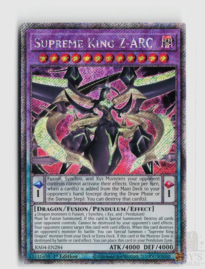 Supreme King Z-ARC (Platinum Secret Rare) RA04-EN284 Quarter Century Stampede Yu-Gi-Oh 1st Edition NM