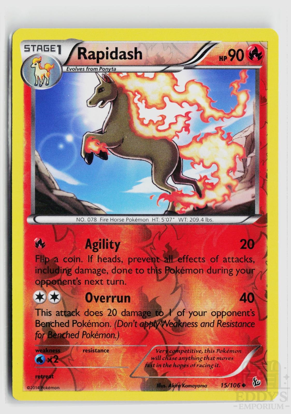 Rapidash 15/106 Flashfire Pokemon Reverse Holo Uncommon NM