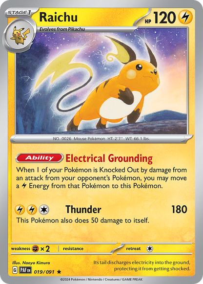 Raichu 019/091 Paldean Fates Pokemon Holo Rare NM