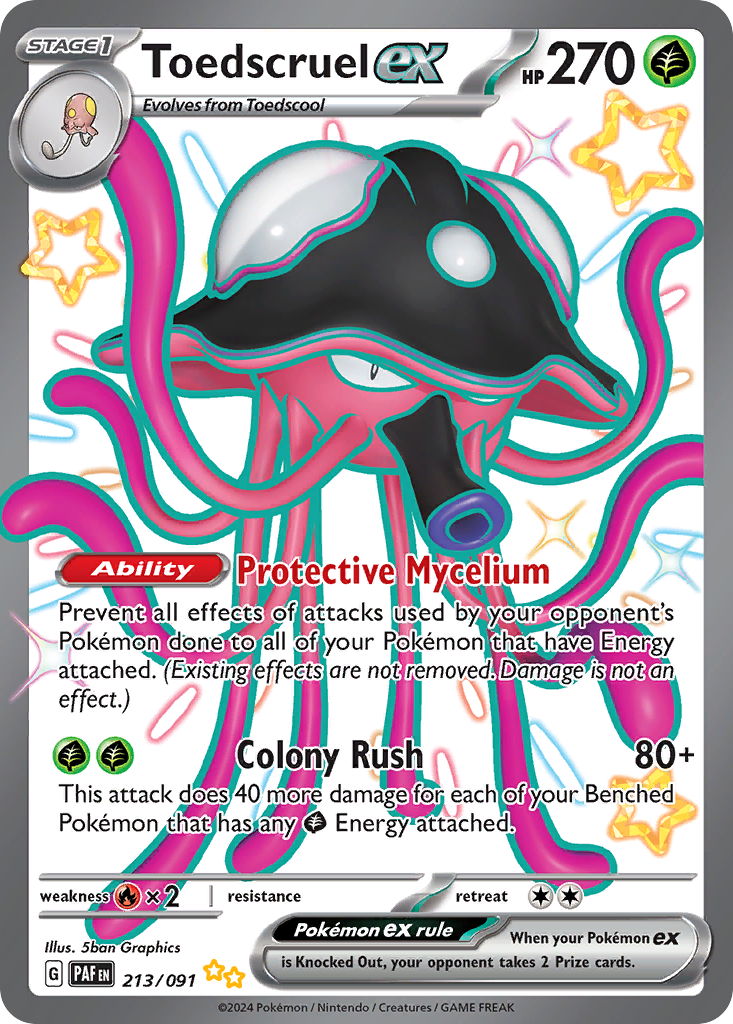 Toedscruel ex 213/091 Paldean Fates Pokemon Holo Shiny Ultra Rare