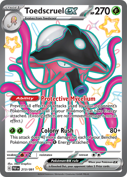 Toedscruel ex 213/091 Paldean Fates Pokemon Holo Shiny Ultra Rare